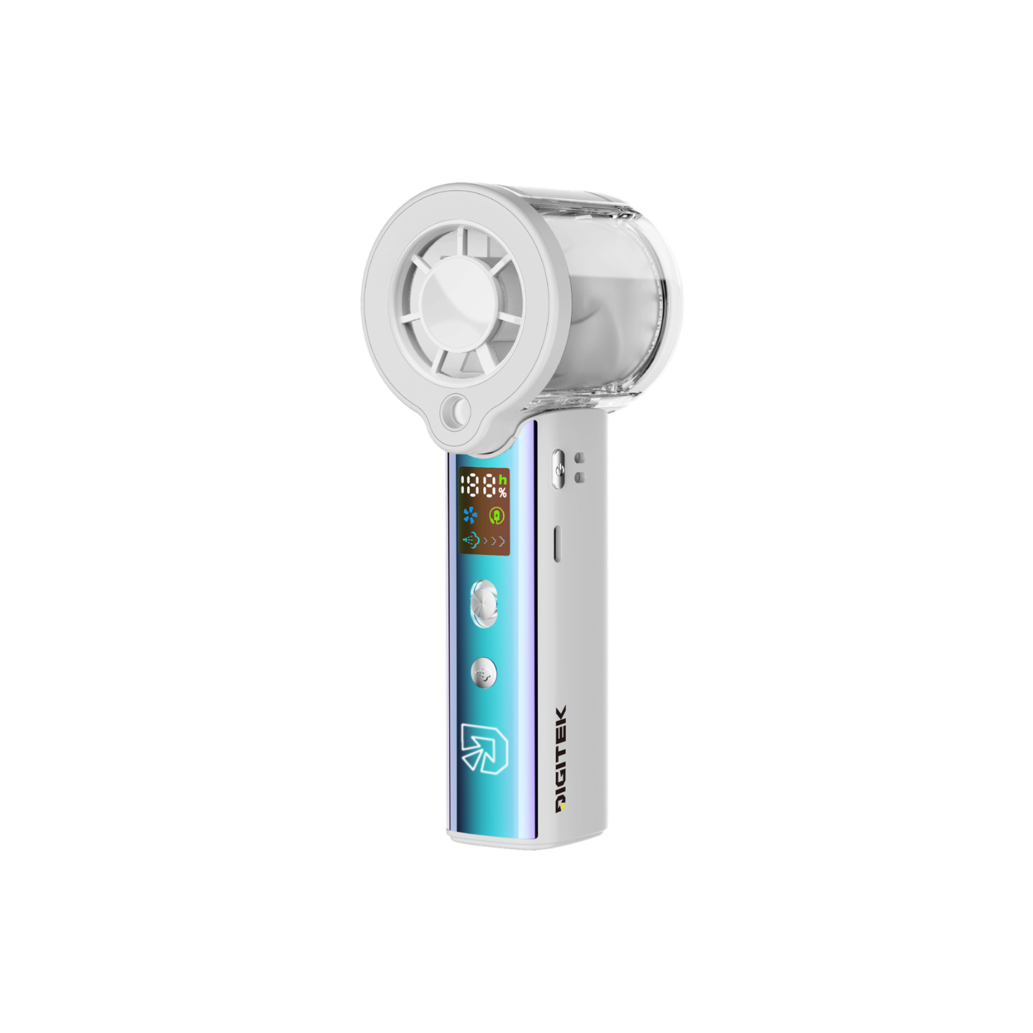 Digitek DFP-FS1 Portable Handheld Spray Fan | 7.5W Powerful Cooling | 100 Stepless Speed Levels | 3000mAh Battery | Nano Mist Spray | USB Type-C Charging, Power Bank Function & LED Display