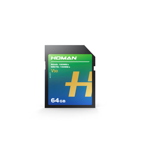 HOMAN UHS-I SD Card (V30) 64GB fit for Any Environmental Temperature from -10 Degree to 70 Degree Celsius with 5 Year Warranty & Recovery