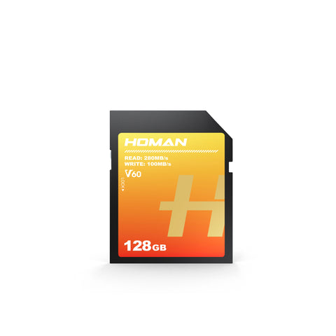 HOMAN UHS-II SD Card (V60) 128GB fit for Any Environmental Temperature from -10 Degree to 70 Degree Celsius with 5 Year Warranty & Recovery