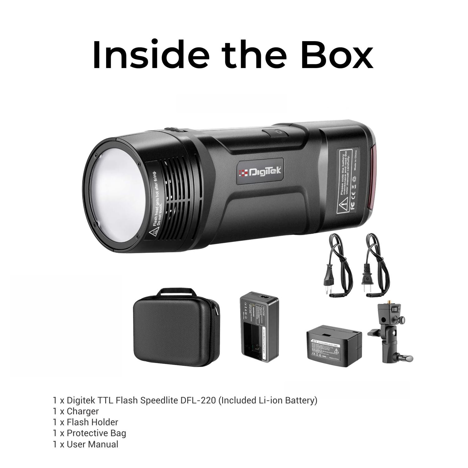 Digitek (DFL 220) Handheld TTL Flash Speedlite, 2s Recycle Time, 5600K Color Temp, 1/18000s High-Speed Sync, 32 Channels, 9 Stop Power Range, TTL/Manual/Multi Modes, Lighting for Indoor/Outdoor Shoots