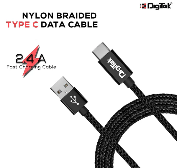 Digitek (DC 1M MU NB BKLPlatinum Nylon Braided Rapid Charge & Data Sync Micro USB Cable ,1 Metre, Black