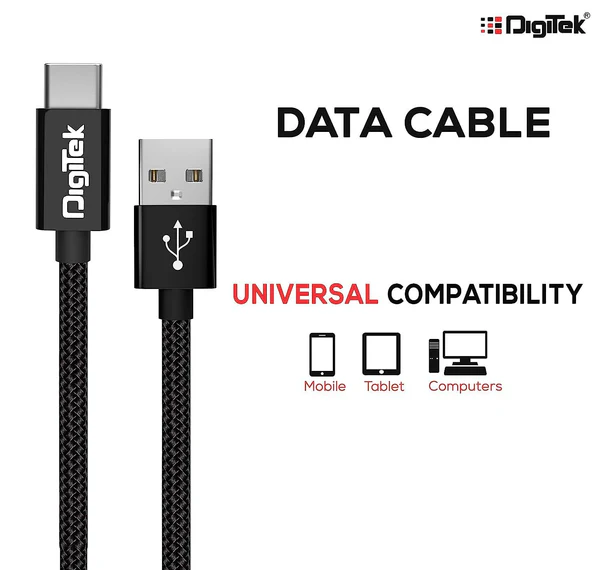 Digitek (DC 1M MU NB BKLPlatinum Nylon Braided Rapid Charge & Data Sync Micro USB Cable ,1 Metre, Black
