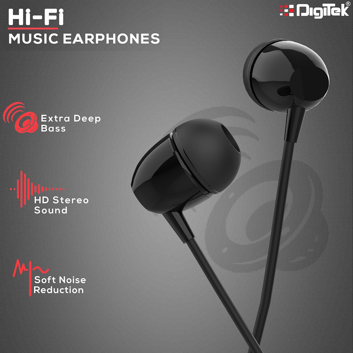 Digitek (DE 802) Stereo Phone with Mic Wired Headset (Black, In the Ear) - Digitek