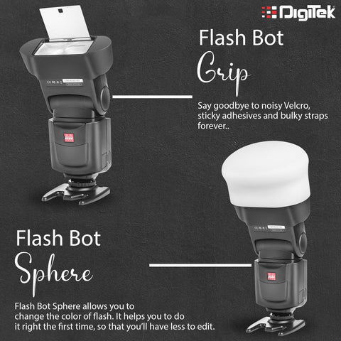 Digitek (DFB 001) Professional Flash Accessories Kit Universally Compatible | New Labeled Flash Diffuser | Bounce | Grid| Gel | Grip & Sphere. (DFB 001) Flash (White) - Digitek