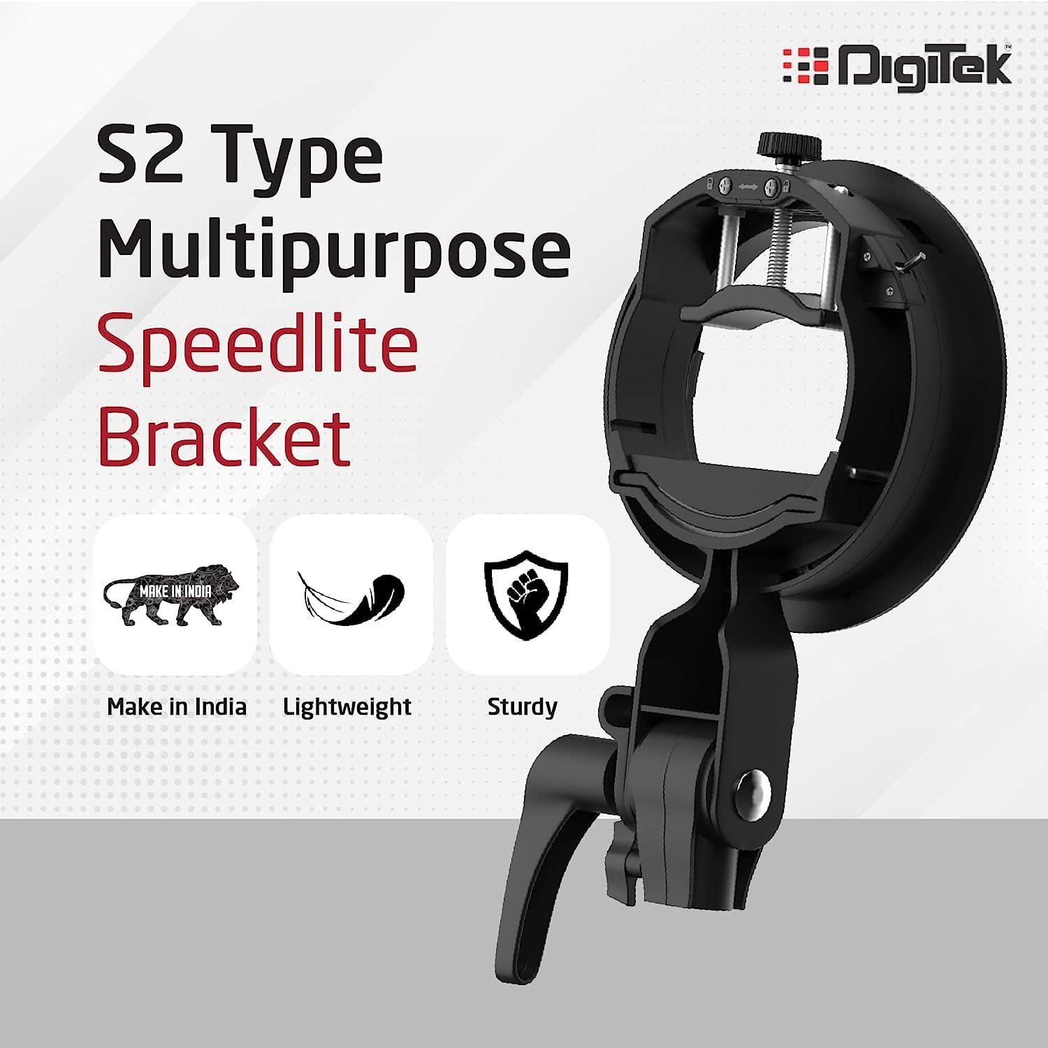 Digitek (DFSB 004) Multipurpose S2 Type Speedlite Bracket for Round and Regular Head & Bowens Mount Accessories Like Softbox, Reflector, Snoot, Photo Umbrella and Barndoor Kit - Digitek