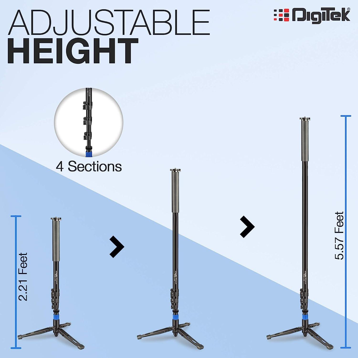 Digitek (DPMP 172B) Professional Ultra Portable Cum Heavy Duty Monopod, Maximum Load : 10kgs - Digitek