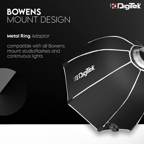Digitek (DSB-90 Bowens) 90CM Octagon Soft Box with Bowens Mount Lightweight & Portable, Comes with Diffuser Sheets & Carrying Case (DSB-90 Bowens) - Digitek