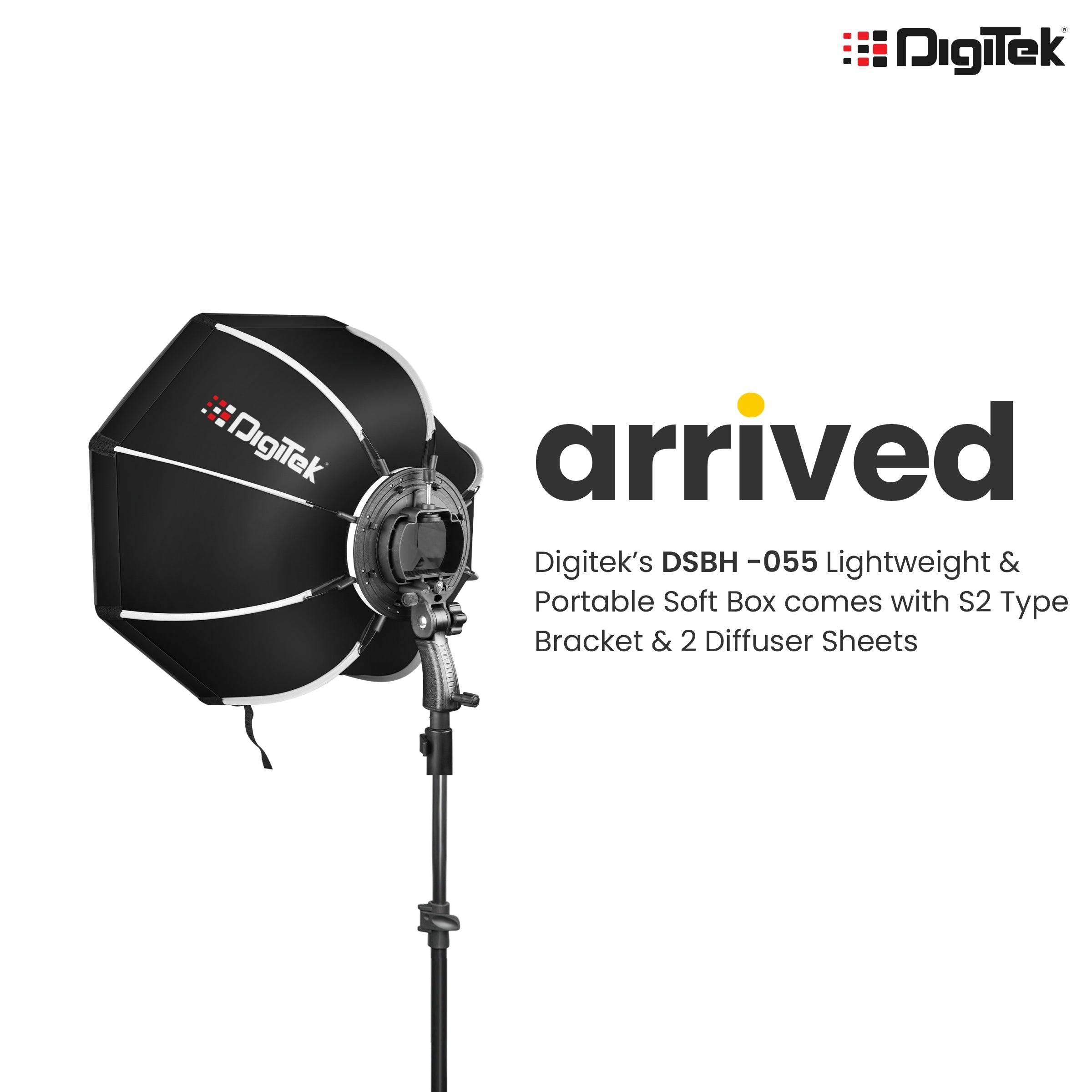 Digitek (DSBH-055) Lightweight & Portable Soft Box Comes with S2 Type Bracket & 2 Diffuser Sheets | Carrying Case | Compatible with All Flash Speedlights - Digitek
