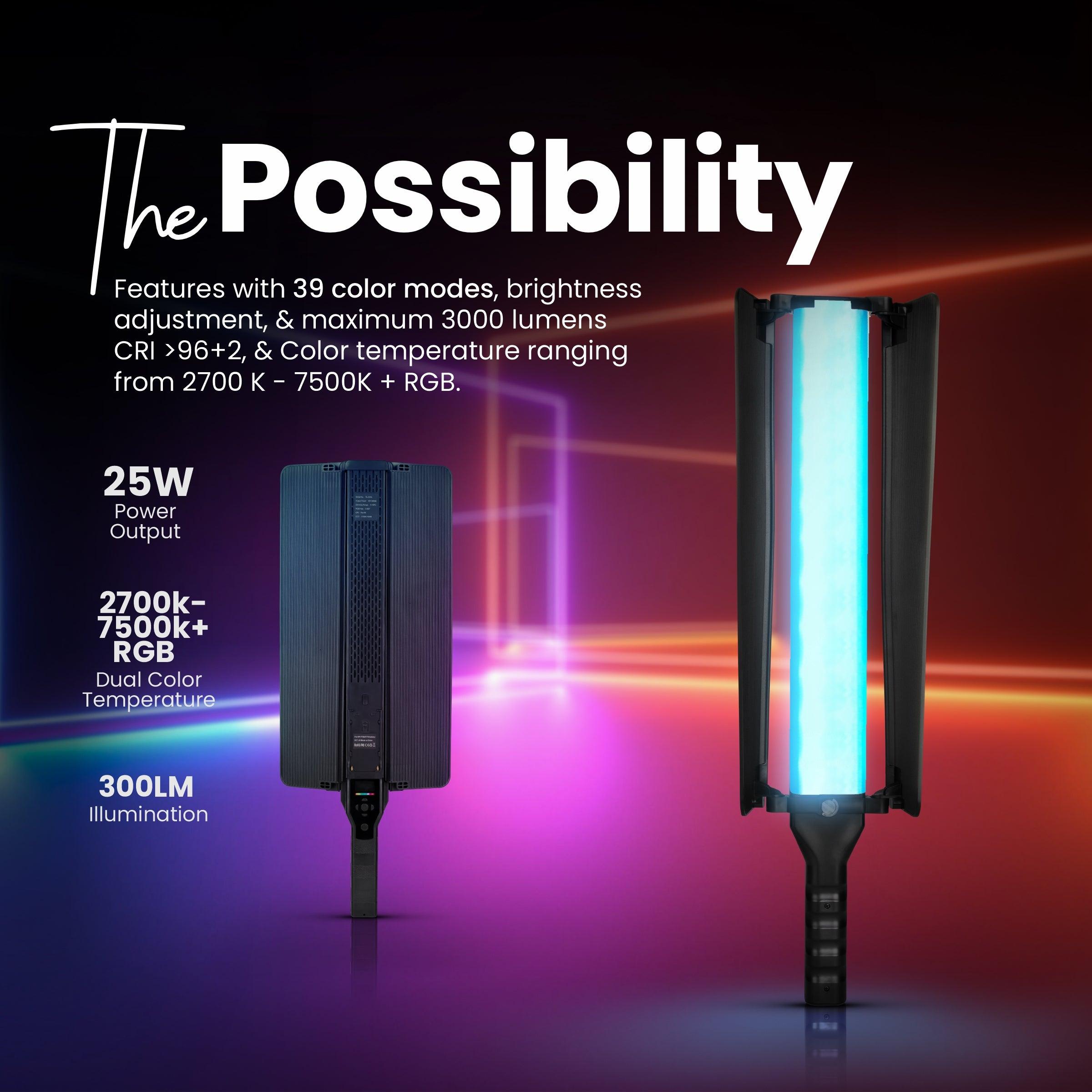 Digitek (DSL-25W RGB) Portable Handheld RGB LED Light Wand with Barn Door (Battery not Included). DSL-25W RGB - Digitek