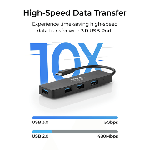 Digitek (DUH 004 PRO) Aluminum USB C Hub with 4 USB Ports, High Speed, Compatible with MacBook, Windows, C-Type Smartphones and Other Type-C Devices - Digitek