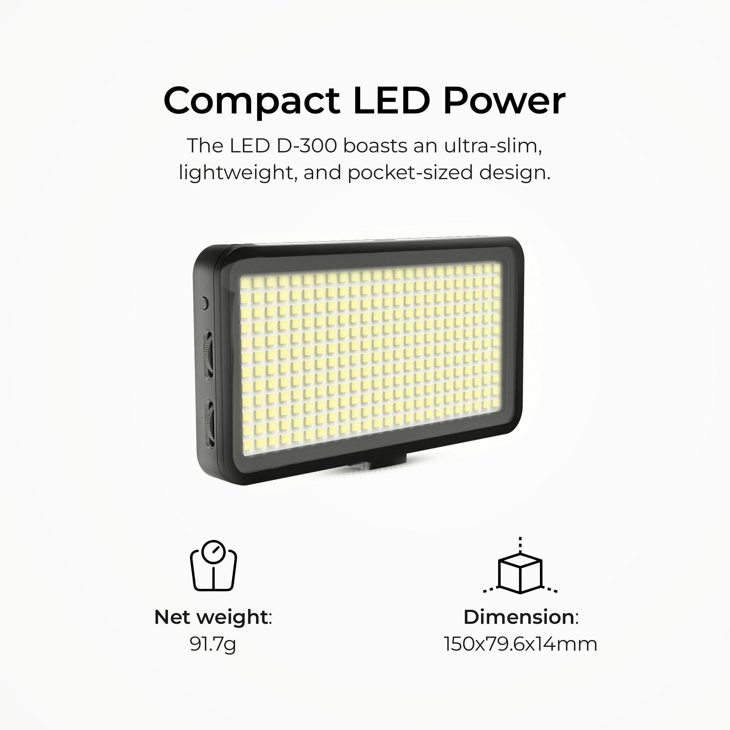 Digitek (LED-D300) Ultra Slim Portable Professional LED Video Light Multi Scene Lightening & Colour Temperature & Brightness Control - Digitek