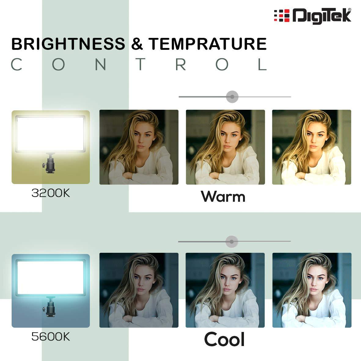 Digitek (LED D416) Professional Video Light & NP-750 Li-ion Battery with Micro USB Charging | Dimmable 3200k -5600k | Compatible with Tripods, Monopods, Cameras, Table stand & Camcorder | For YouTube Video , Product Photography, (LED D416 COMBO) - Digitek
