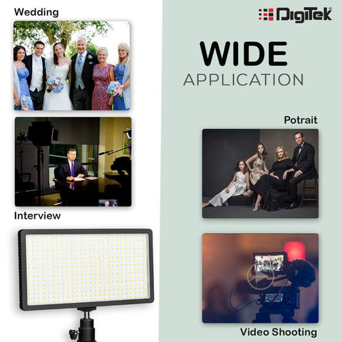 Digitek (LED D416) Professional Video Light & NP-750 Li-ion Battery with Micro USB Charging | Dimmable 3200k -5600k | Compatible with Tripods, Monopods, Cameras, Table stand & Camcorder | For YouTube Video , Product Photography, (LED D416 COMBO) - Digitek