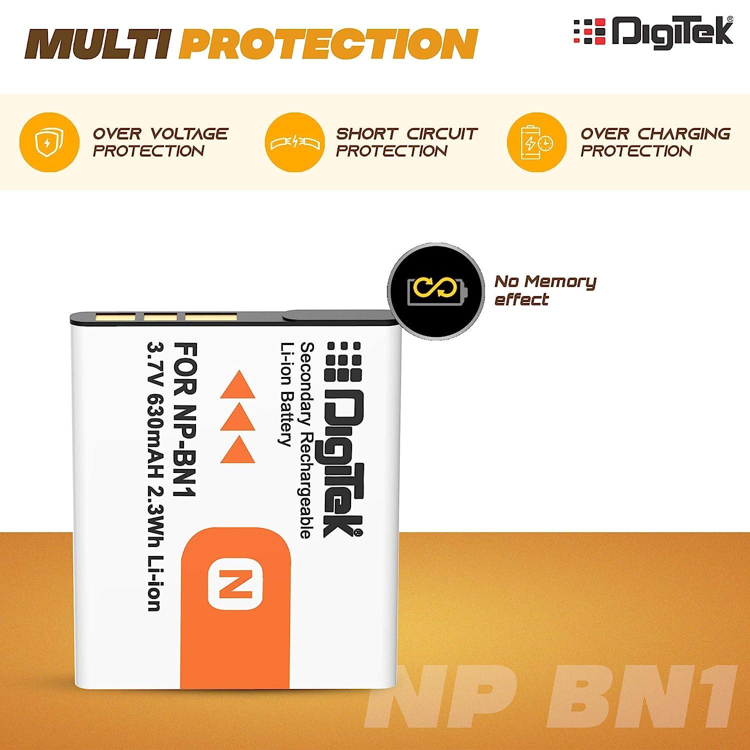 Digitek (NP-BN1) 630 mAh Rechargeable Battery Packs for Nikon Digital Camera | Compatibility - TX7-W-390, W-380, W-370, W-350, W-330, W-310 - Digitek