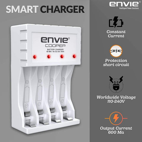ENVIE (ECR 20 MC+4xAA2100) Standard Rechargeable Battery Charger for AA & AAA Ni-mh/Ni-Cd with 4xAA2100 Rechargeable Batteries - Digitek