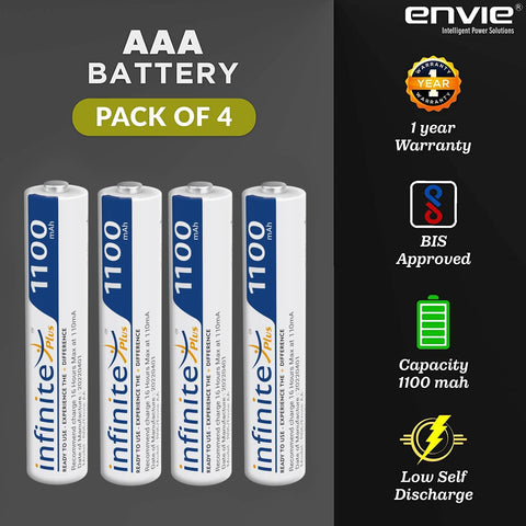 ENVIE (ECR 20 MC+4xAAA1100) Standard Rechargeable Battery Charger for AA & AAA Ni-mh/Ni-Cd with 4xAAA1100mah Rechargeable Batteries & LED Indicator - Digitek