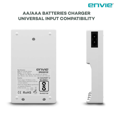 ENVIE (ECR11+AA2800 4PL) Speedster Rechargeable Batteries Charger for AA & AAA with 4x2800mah Batteries (with LCD Display) - Digitek