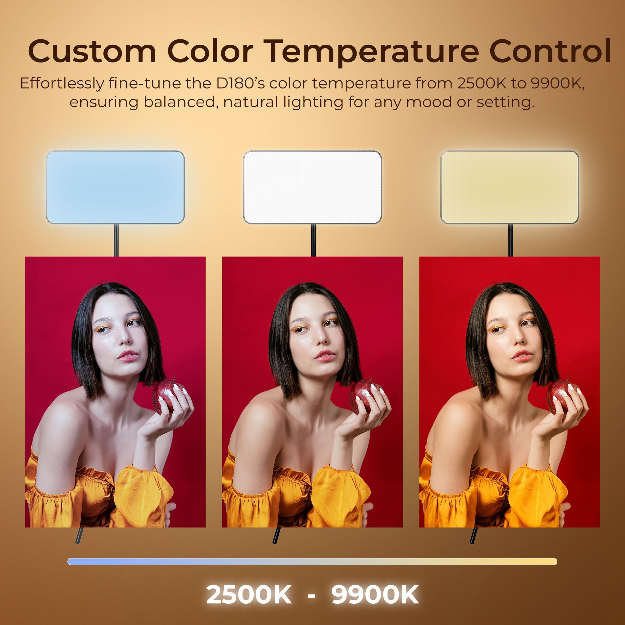 Digitek (LED-D180 BI) Portable Professional LED Video Light with 21 Preset Effects & 4000mAh Battery, Multi Scene Lightening & Colour Temperature & Brightness Control
