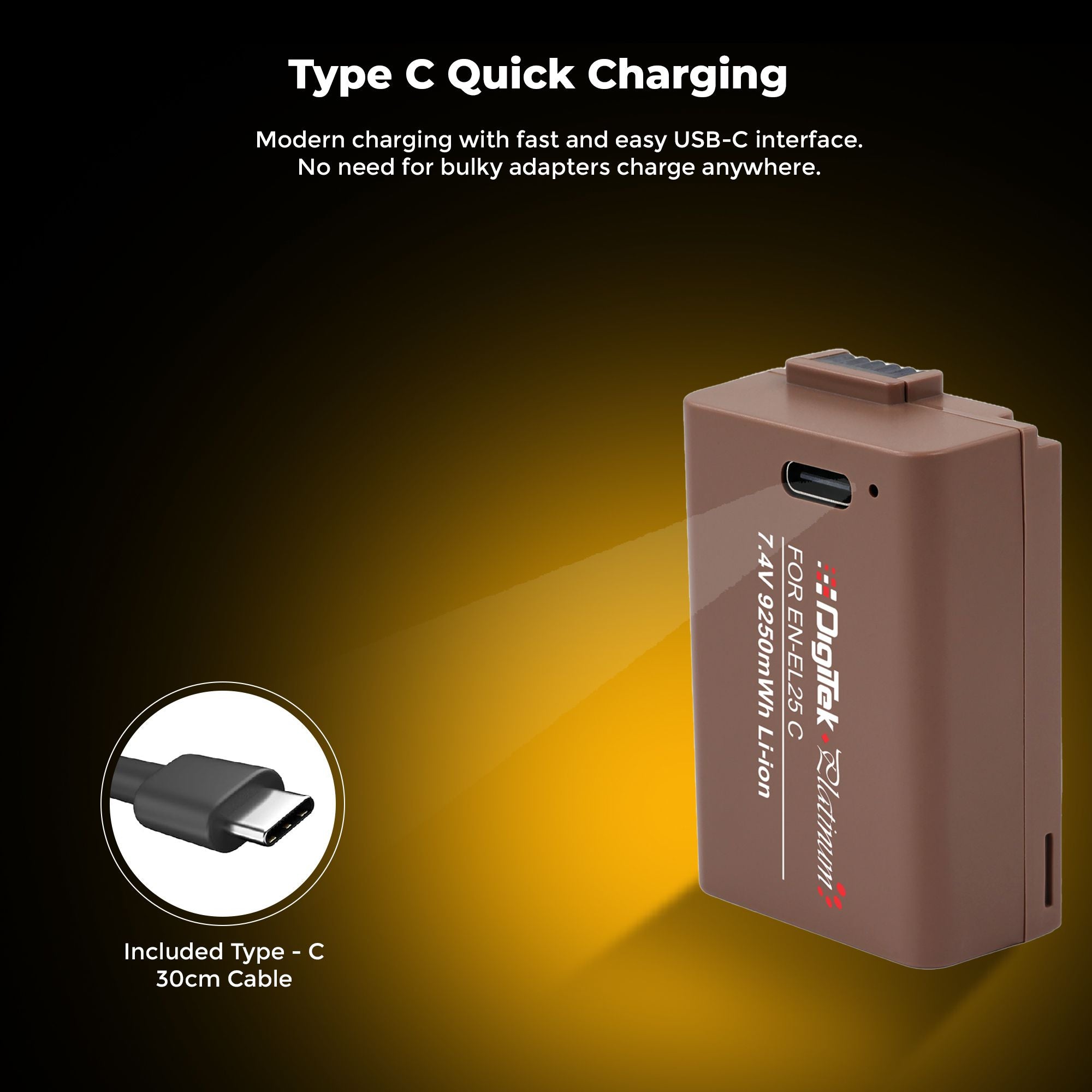 Digitek Platinum (ENEL 25 Type C) Extra Power 9250mWh Secondary Rechargeable Li-ion Battery for Nikon Z30, Z50, Zfc, Z50II Cameras