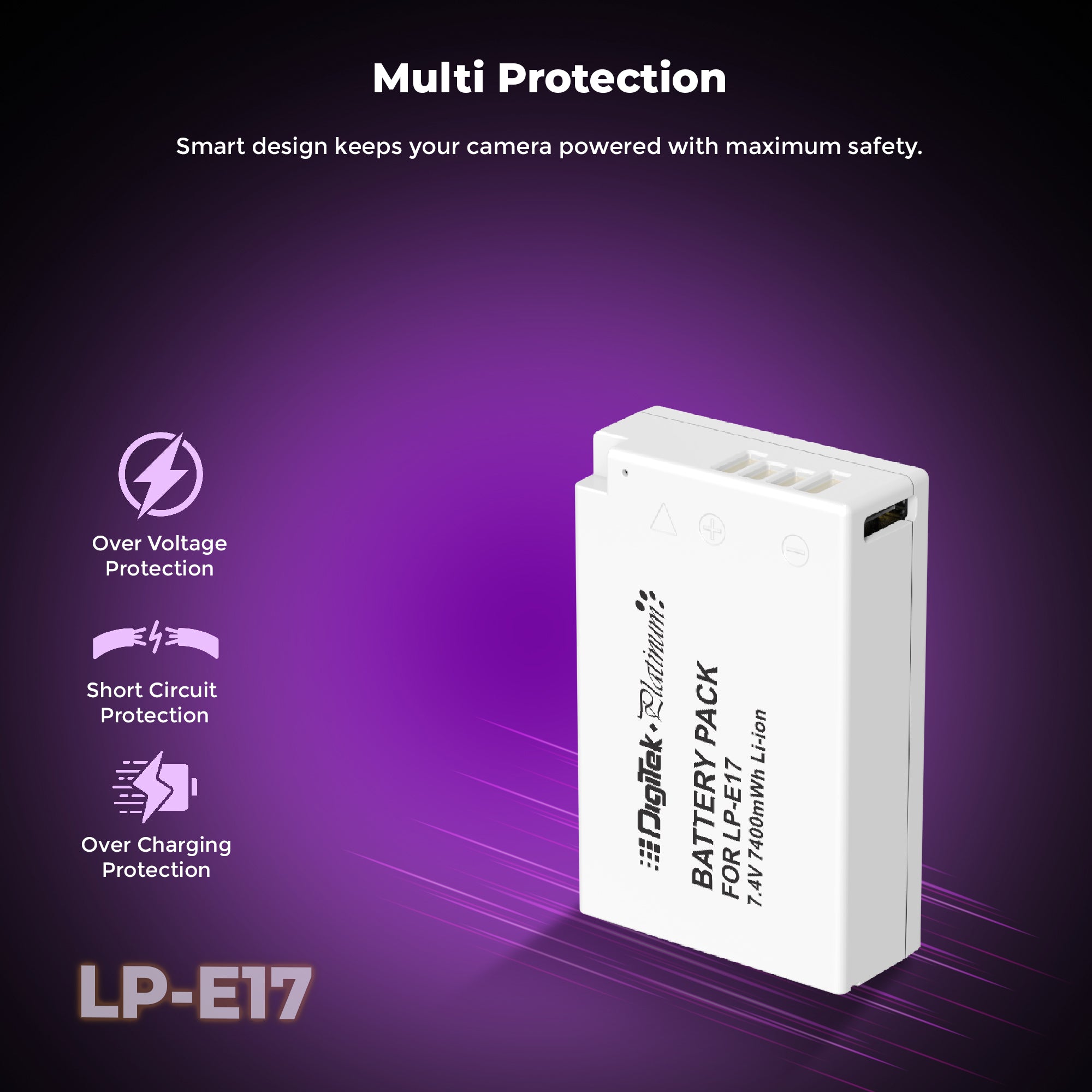 Digitek Platinum (LP-E17 Type C) 1250mAh Li-ion Battery for Canon DSLR Cameras with Type-C Charging Cable