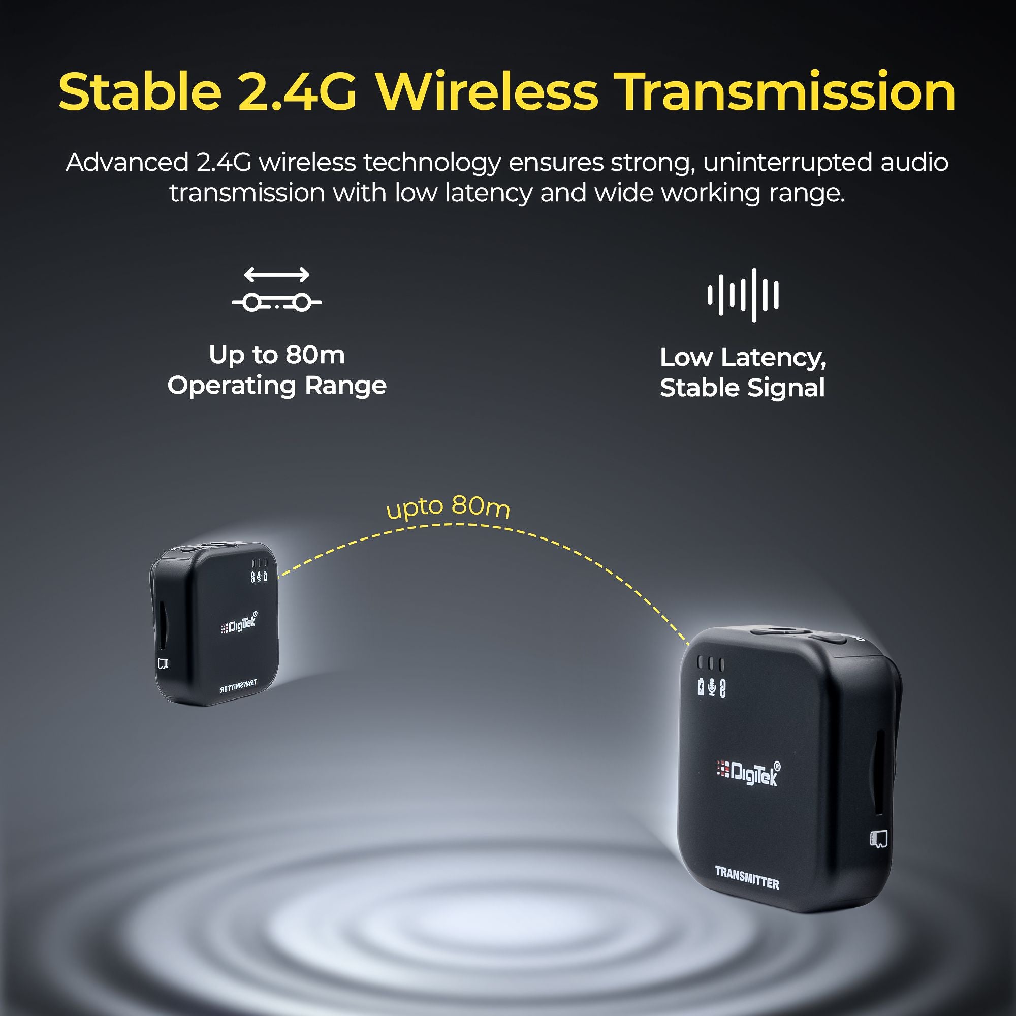 Digitek (DWM 121) Wireless Microphone System, TF Card Support, Type C & LTC Connector, 80M Range, 4.5Hr Run Time, Record with Android iOS Smartphone and DSLR for Vlogging, Interviews & Podcast