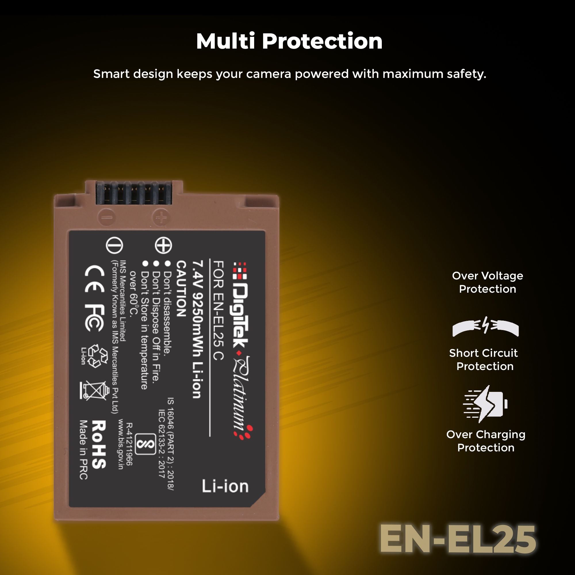 Digitek Platinum (ENEL 25 Type C) Extra Power 9250mWh Secondary Rechargeable Li-ion Battery for Nikon Z30, Z50, Zfc, Z50II Cameras