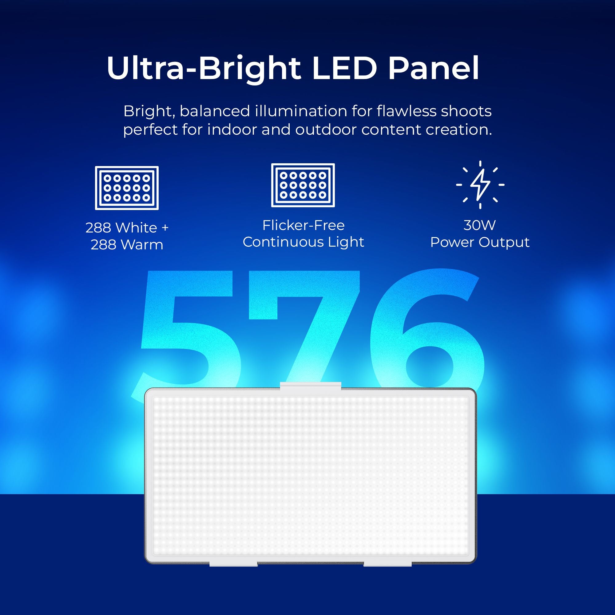 Digitek (LED D576 Bi Color) 42W Bi-Color LED Video Light with 576Pcs LEDs, 9900K±2500K, 0-100% Brightness Control, 120° illumination, 1/4" Mounting Thread for Indoor and Outdoor Photo & Videography (Battery Not Included)
