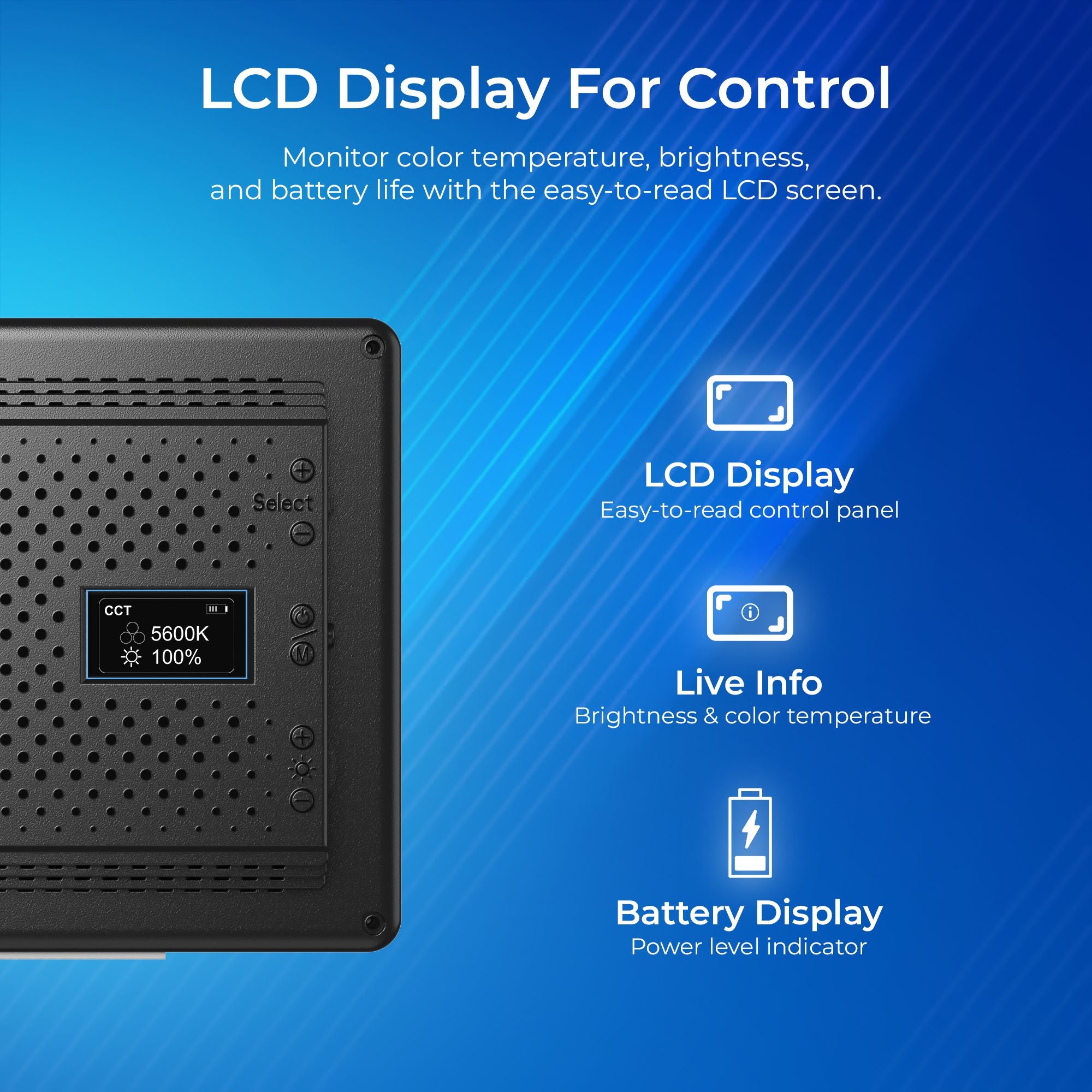Digitek (LED D576 Bi Color) 42W Bi-Color LED Video Light with 576Pcs LEDs, 9900K±2500K, 0-100% Brightness Control, 120° illumination, 1/4" Mounting Thread for Indoor and Outdoor Photo & Videography (Battery Not Included)