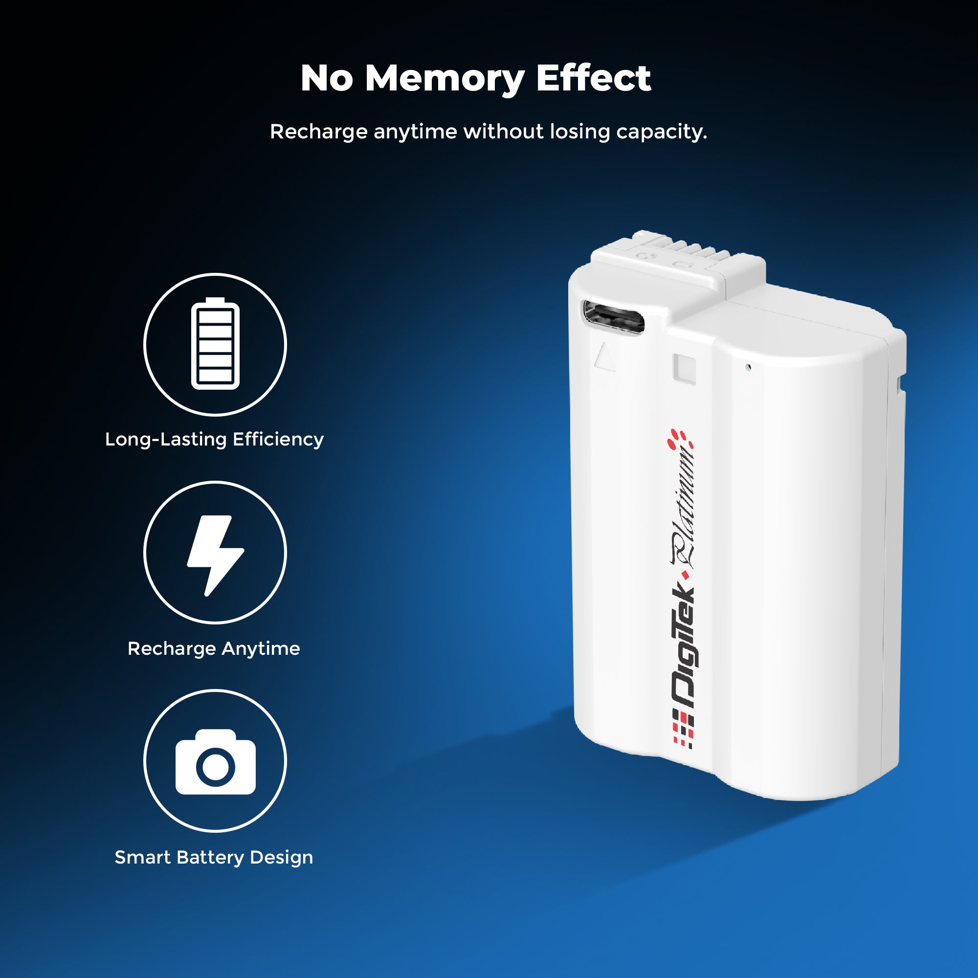 Digitek Platinum (EL-EL15 Type C) 2600mAh Li-ion Battery for Nikon DSLR Cameras with Type-C Cable