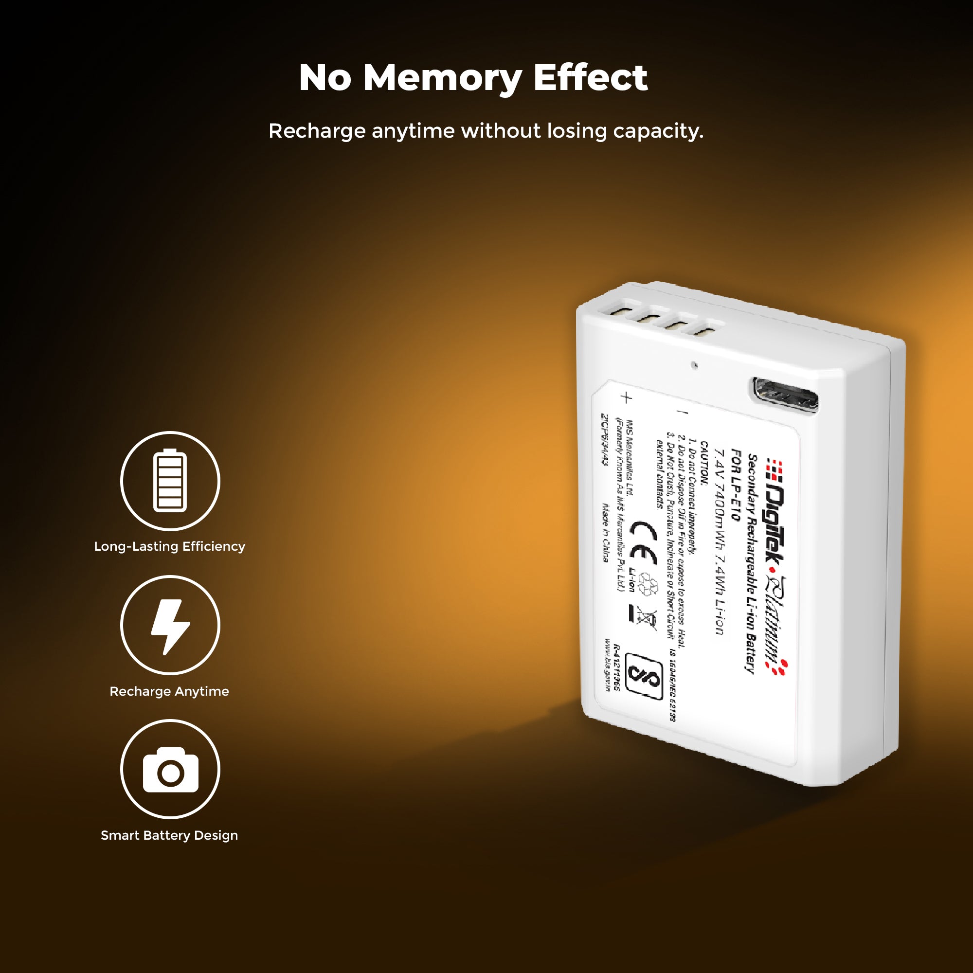 Digitek Platinum (LP-E10 Type C) 1000mAh Li-ion Battery for Canon DSLR Cameras with Smart Protection