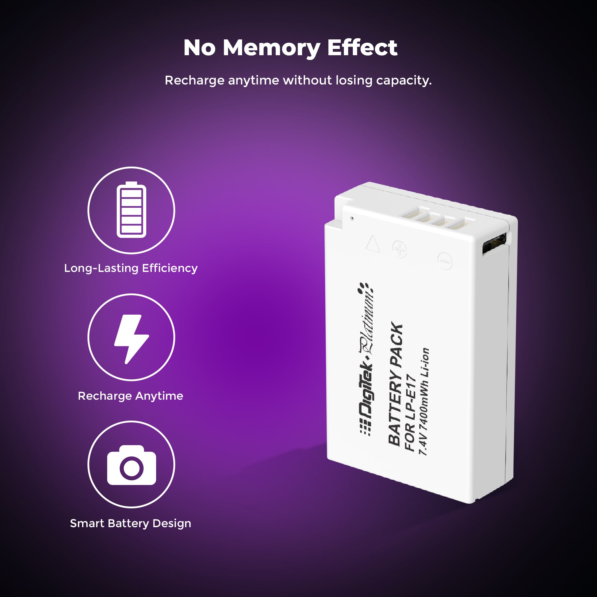 Digitek Platinum (LP-E17 Type C) 1250mAh Li-ion Battery for Canon DSLR Cameras with Type-C Charging Cable