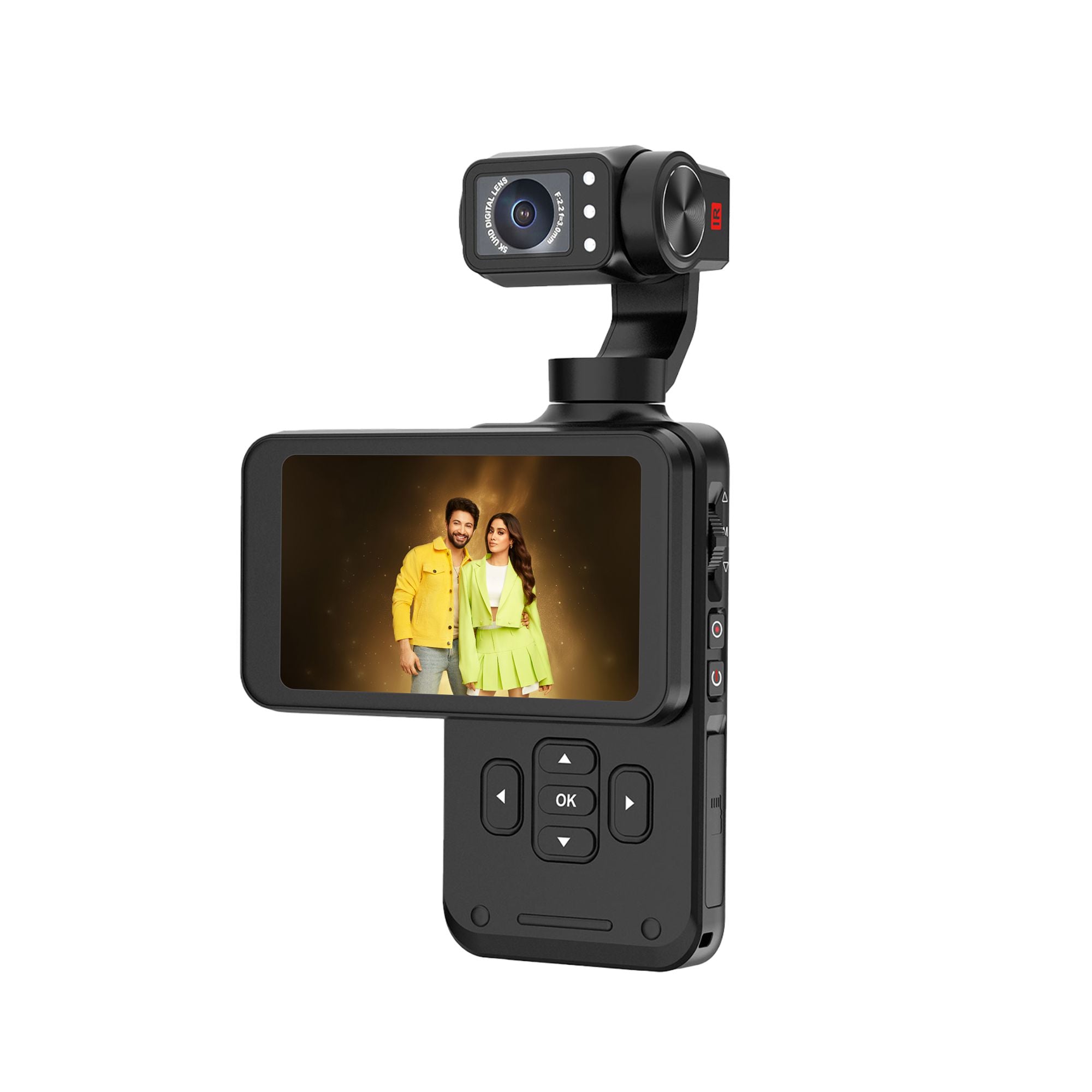 Digitek (DAC 202) 5K 3-Axis Handheld Action Camera with AI Face Tracking, 3.5” Rotating Screen, 48MP Sensor, Wi-Fi, Night Vision & External Mic Support