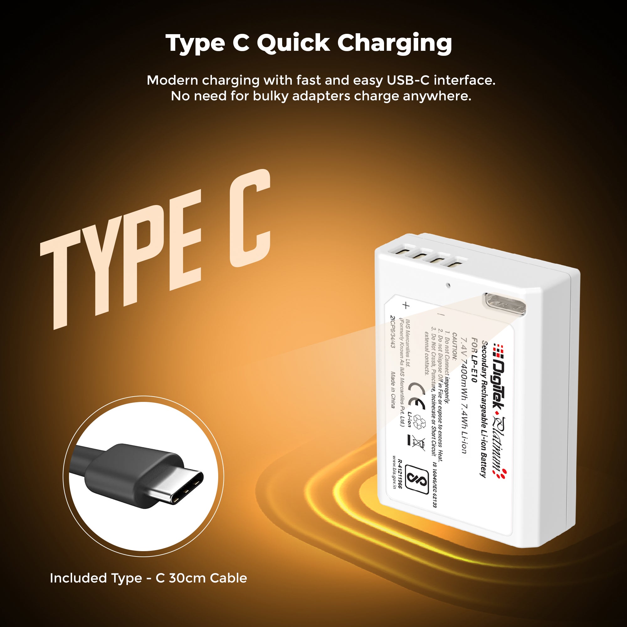 Digitek Platinum (LP-E10 Type C) 1000mAh Li-ion Battery for Canon DSLR Cameras with Smart Protection