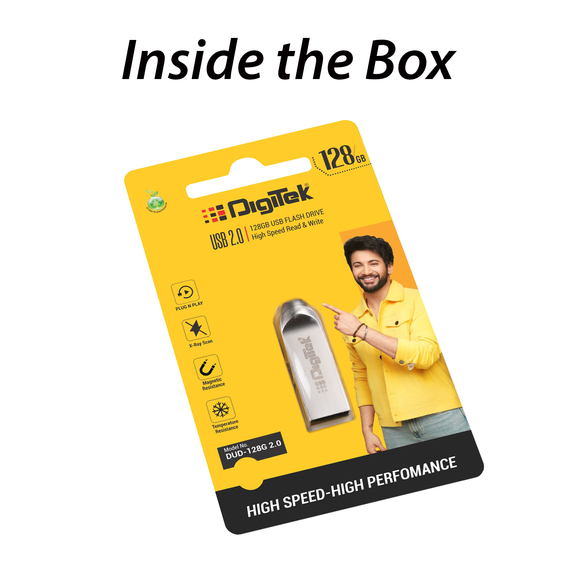 Digitek (Dud 128GB 2.0V) 128GB USB 2.0 U Disk Flash Drive, High Speed Read & Write Pen Drive, Magnetic, X-Ray & Temperature Resistant, Compatible with Windows & Mac OS