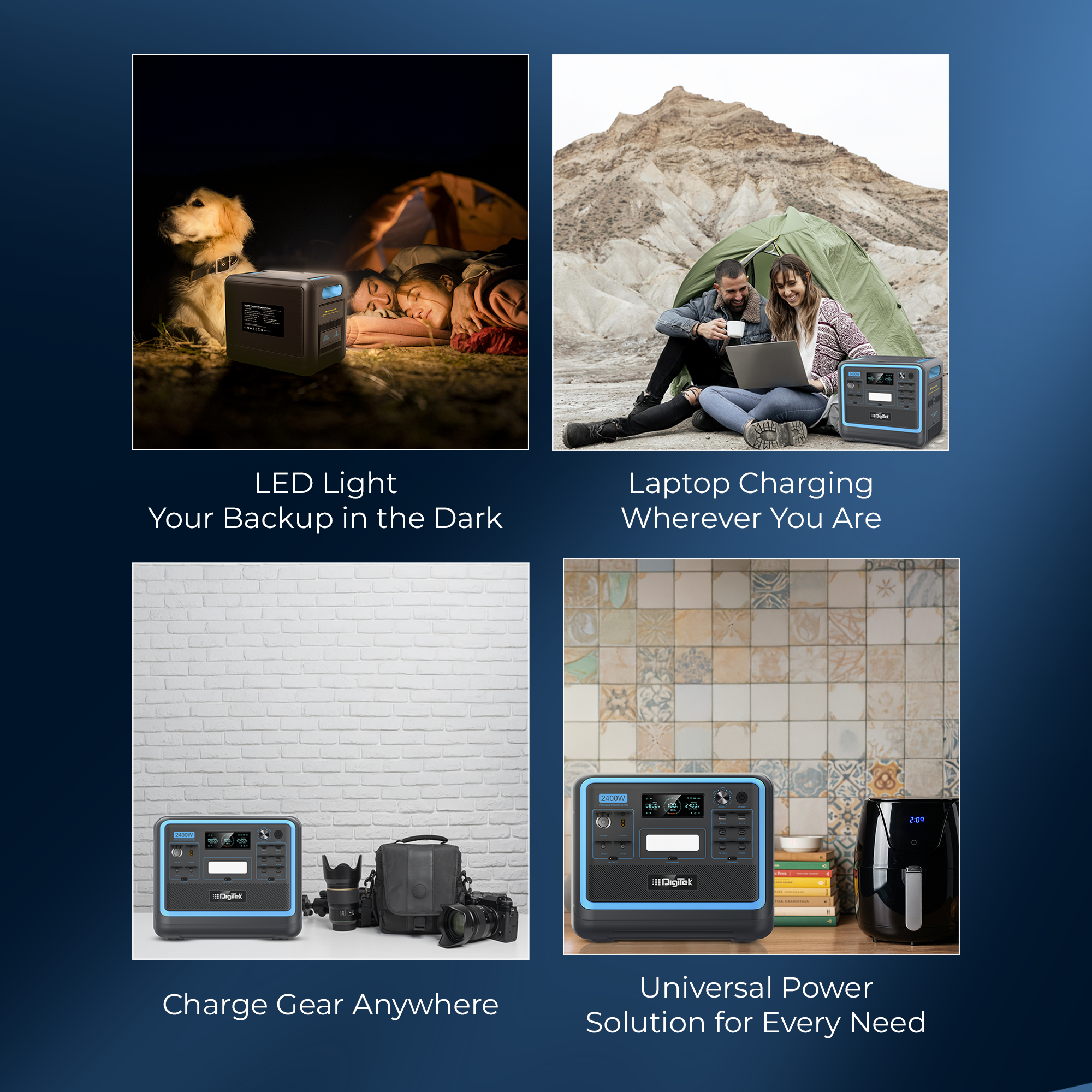 Digitek Power Station DPS2400W Portable AC/DC Power Station Compatible with AC/DC Electronic Devices