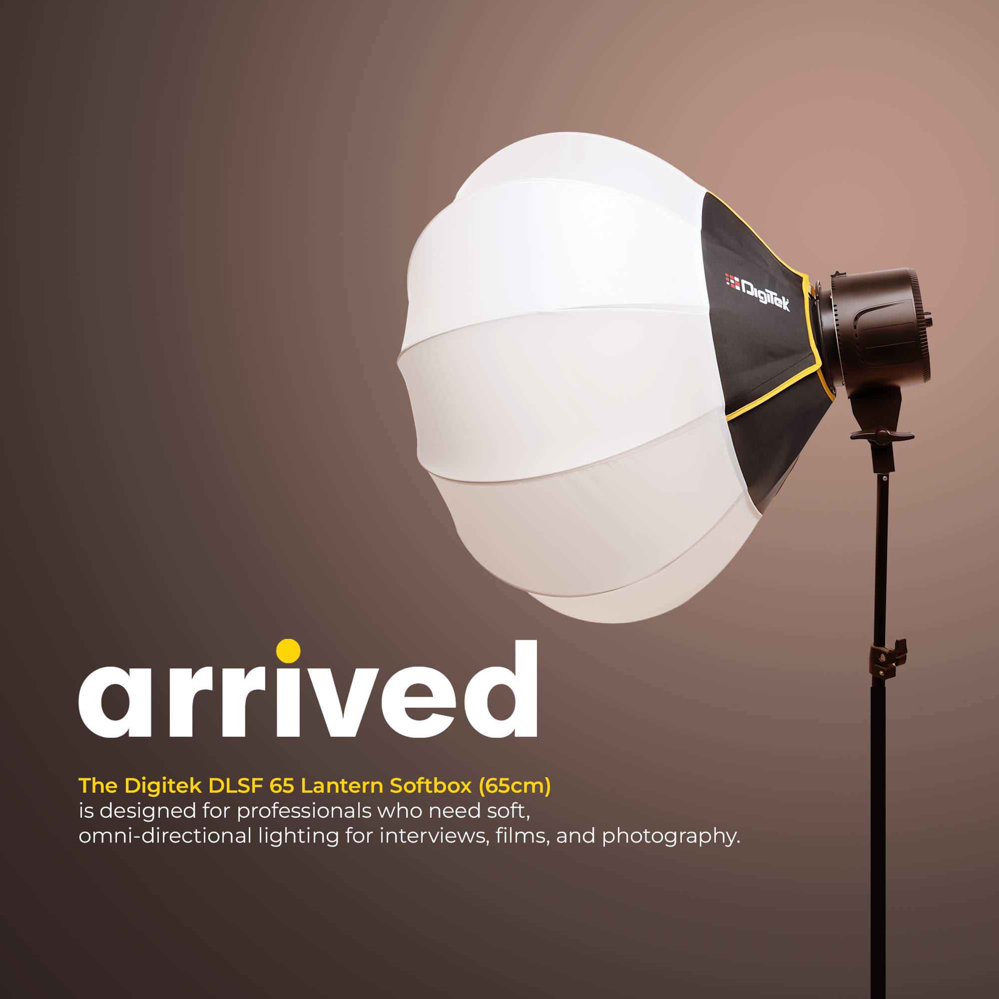 Digitek (DLSF 65) Rounded 65cm Lantern Softbox with Bowens Mount, 270° Omni-Directional, Light Quick Setup, Click Lock Design, Includes Optional Skirts Fabric and Metal Build