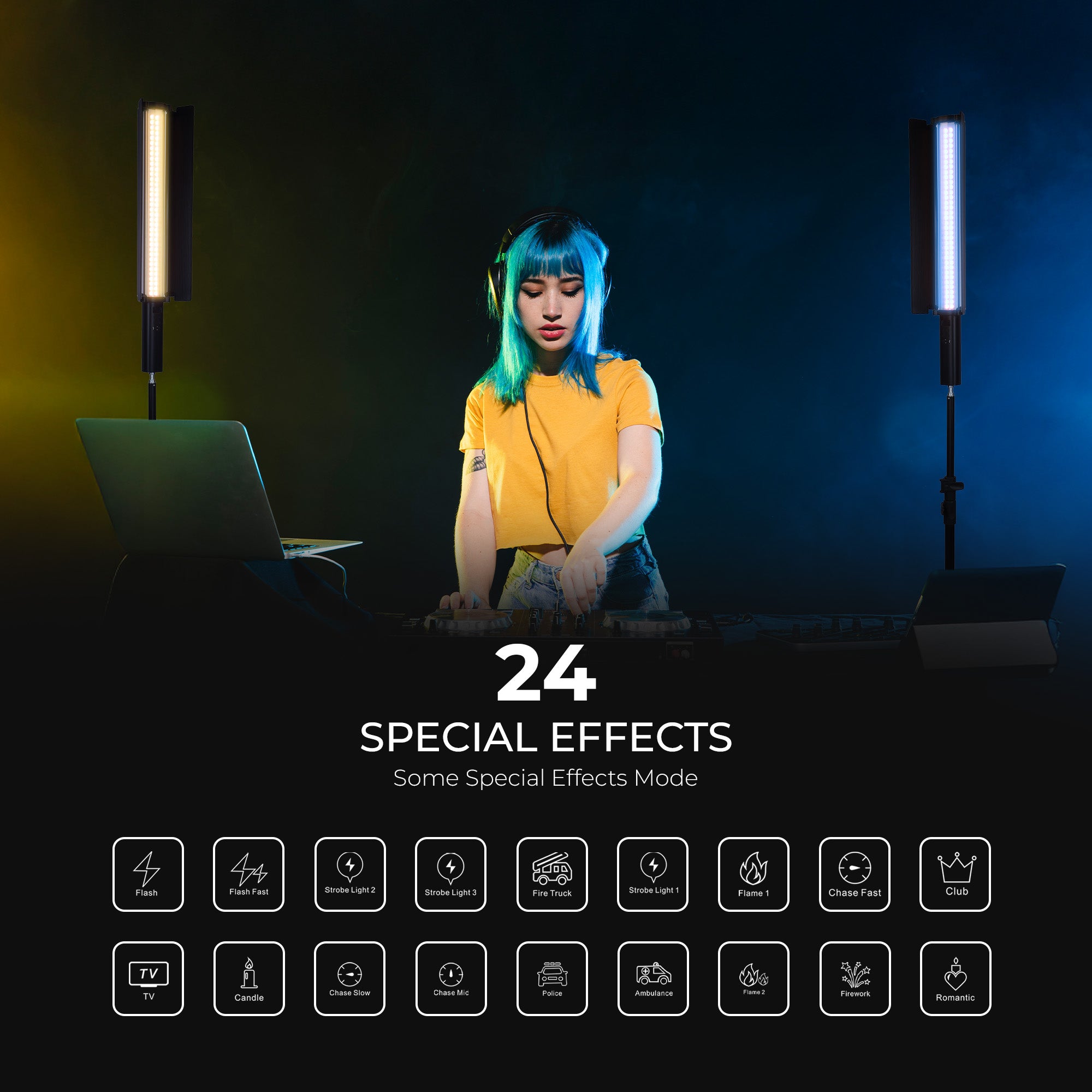 Digitek (DSL 555 RGB) Portable 38W Handheld LED Stick Light Wand, Video Light with 14200LM, 2500K–9900K Dual Color Temp, App Control, OLED Display & 24 FX Modes, Professional Photography & Videography Support