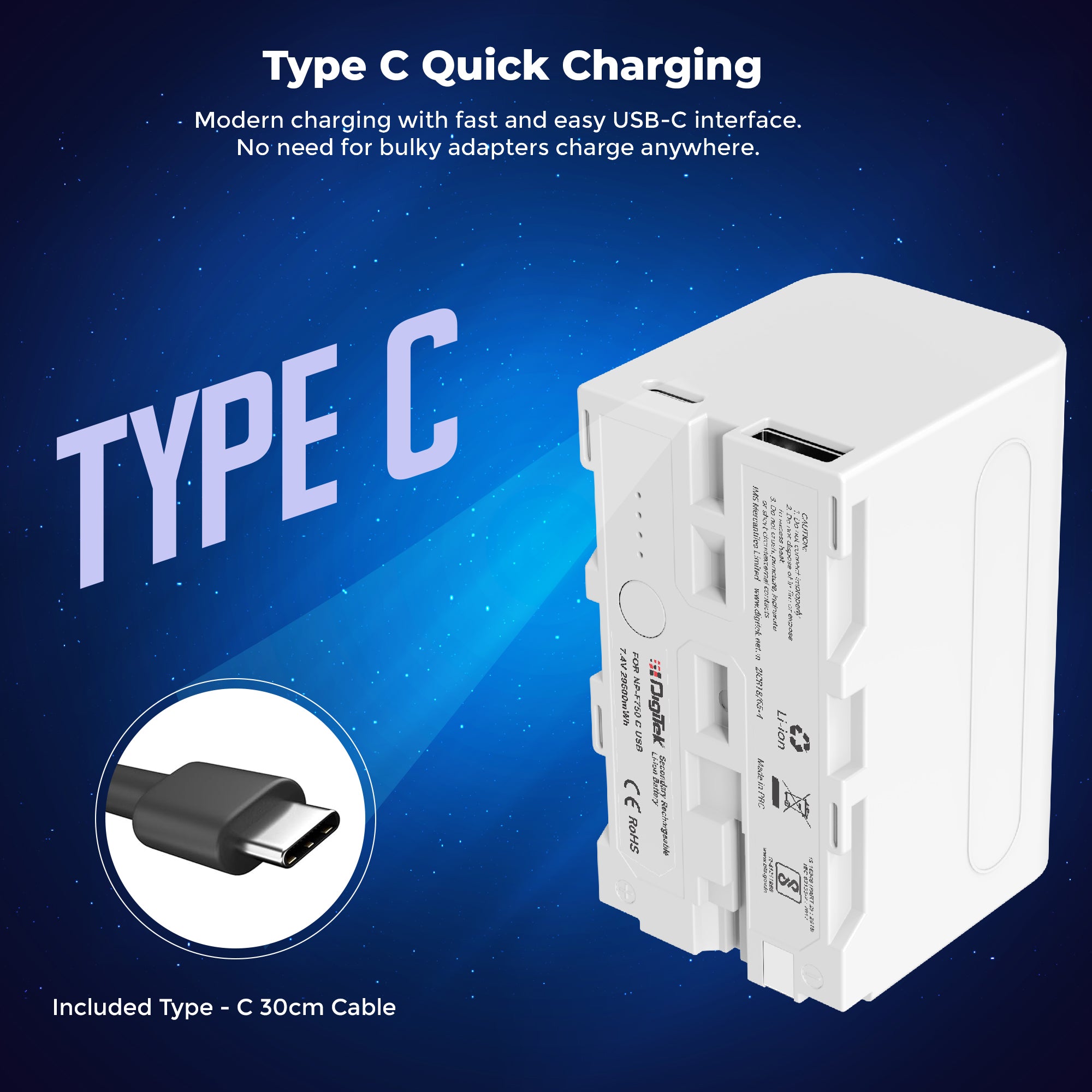 Digitek for Sony NP-F750C/ NP-F770 Type-C Camera Battery 7.4V.