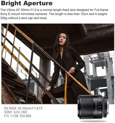 Viltrox 50mm F1.8 Full-Frame Aufofocus Lens for Sony E-Mount Cameras A7 A7C A7 II A7R A7 III A7R II A7R IV A7R III A7S II A9 A7S III A9 II ZV-E10 A6600 A6500 A6300 A6400 etc - Digitek