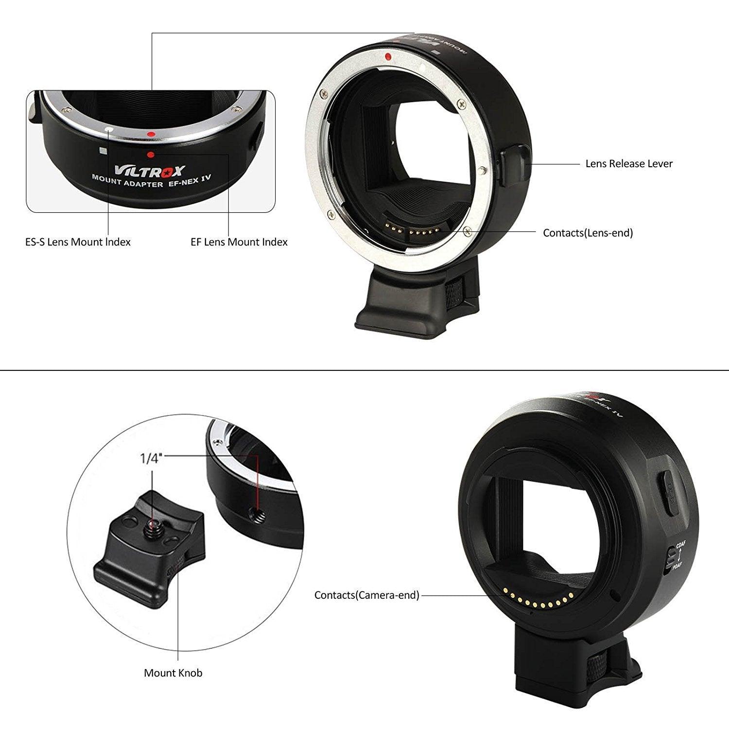 VILTROX EF-NEX IV Electric-Lens Mount Adapter Ring (Black) - Digitek