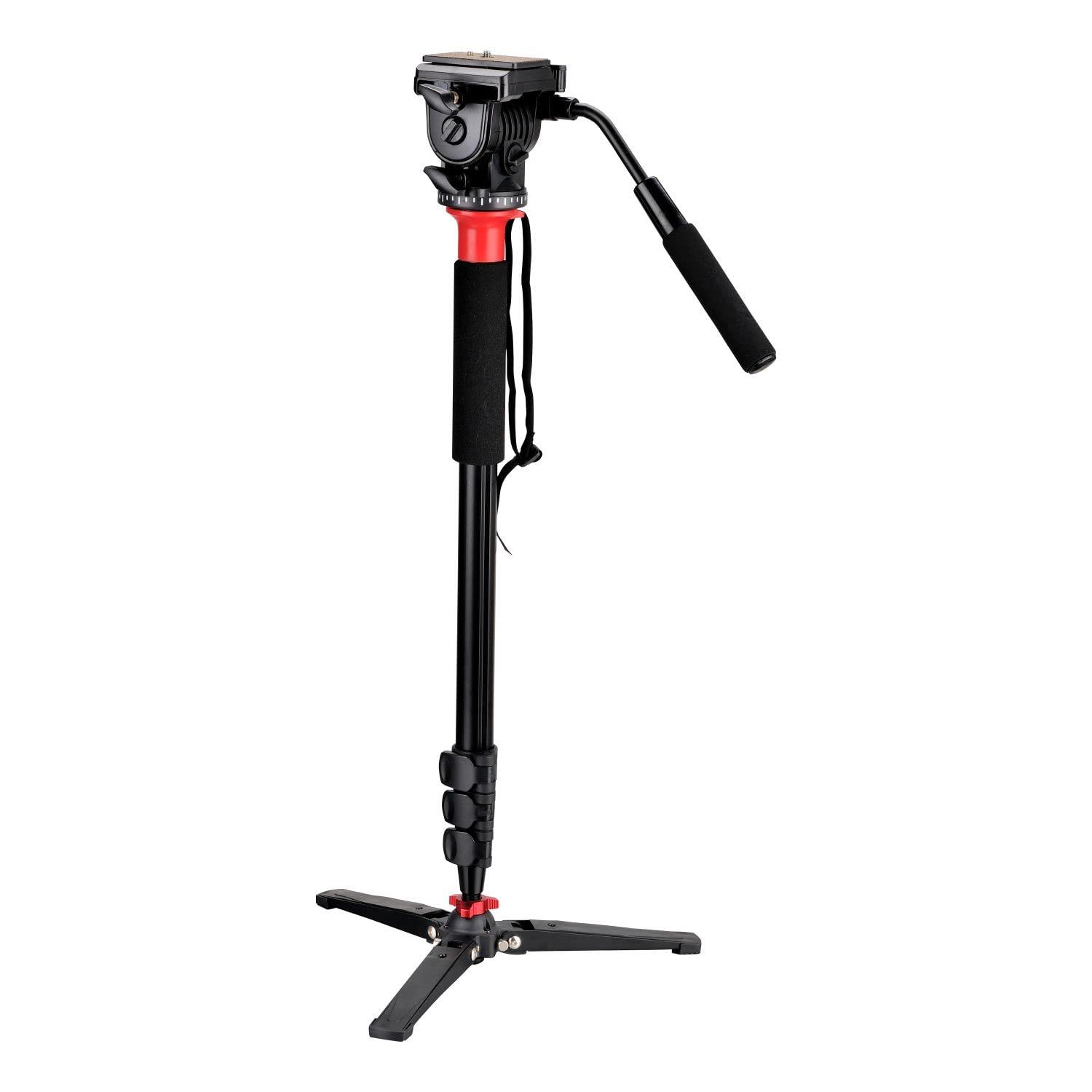 Digitek (DMP-70H) Professional Monopod with 3 Leg Base & Video Head, Portable & Stable Monopod with Flip Lock, Max. Operating Height: (5.9 Feet), Max. Load Upto: 3 kg - Digitek