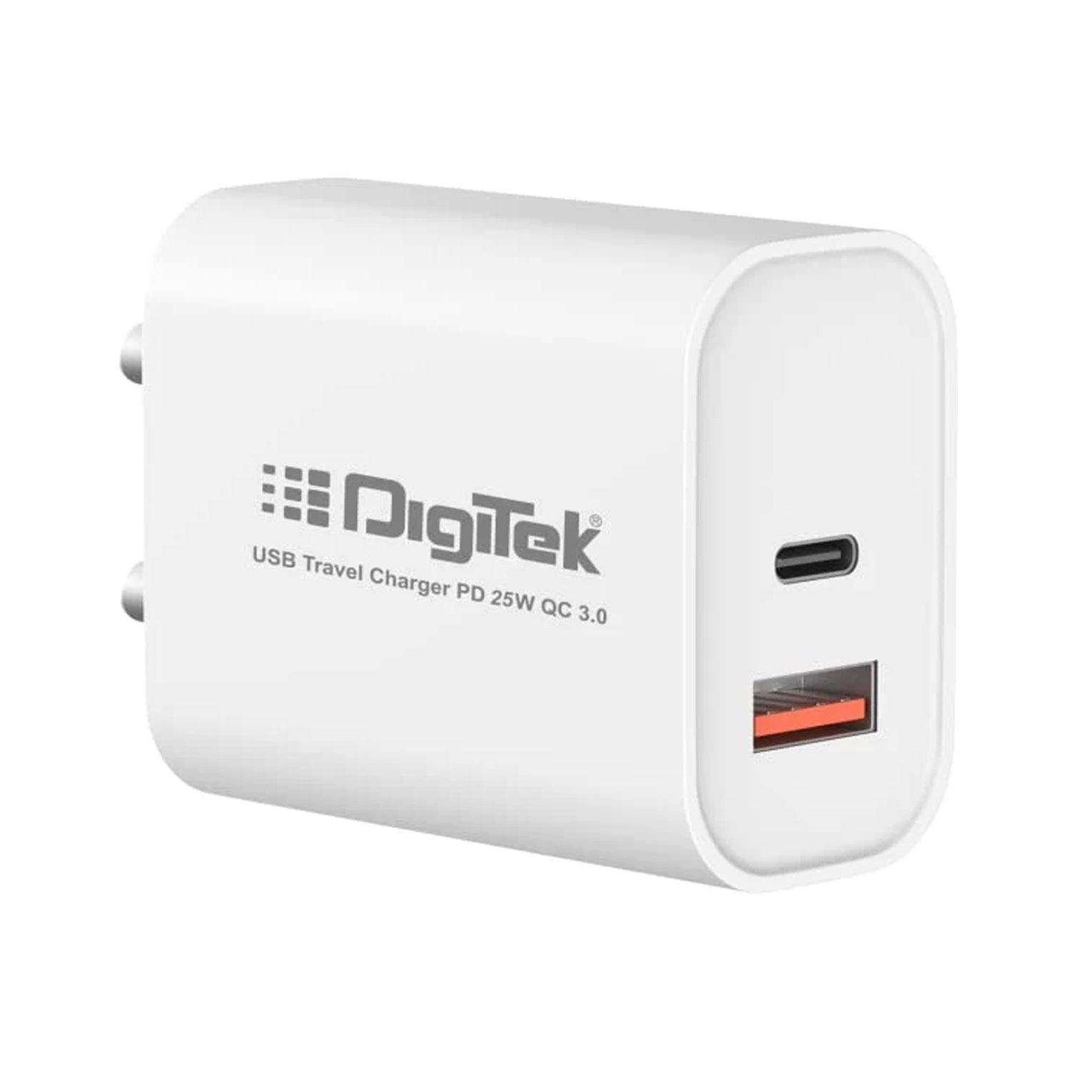 Digitek (DMQC PD25W) 25W USB-C PD & QC Power Delivery PD3.0 Dual Port Fast Wall Charger for Lightning and Type-C Devices DMQC PD25W - Digitek