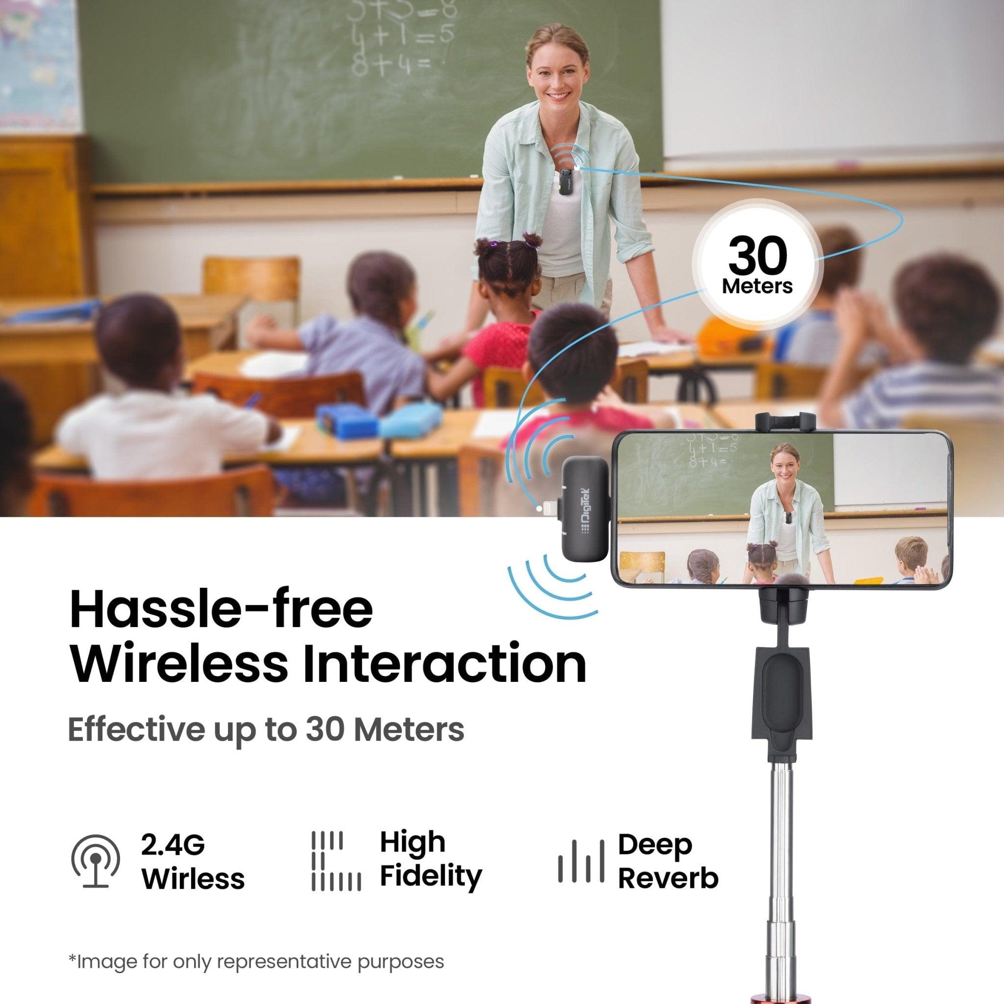 Digitek DWM-103 Wireless Microphone System with Dual Interface Type C & Lightning Connector - Digitek