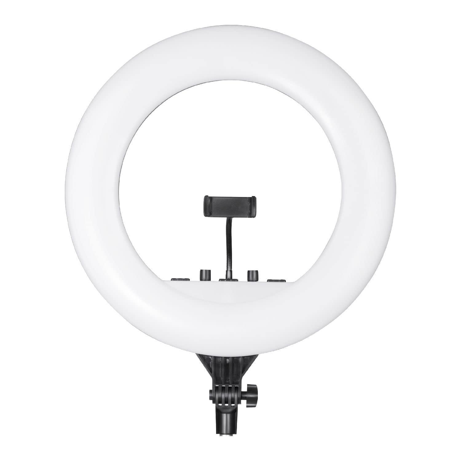 Digitek Platinum (DPRL-19H) Professional LED Ring Light Runs on AC/DC Power with No Shadow apertures, Ideal use for Makeup, Video Shoot, Fashion Photography & Many More - Digitek