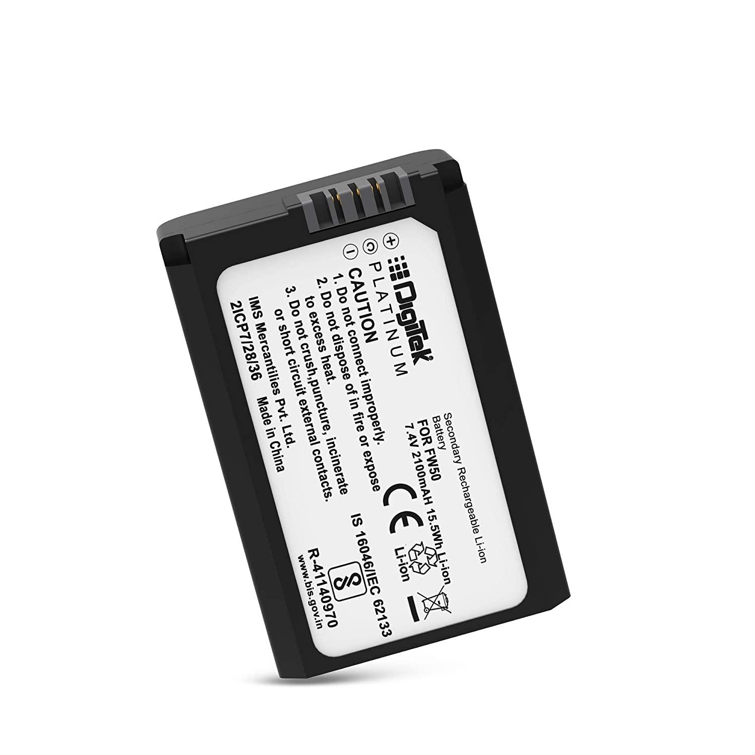 Digitek (Platinum FW-50) Platinum Lithium-ion Rechargeable Battery for Sony DSLR Camera | Compatibility - Alpha NEX-3, 5, 6 and 7 Series Cameras, DSLR-SLT-A33, DSLR-SLT-A55 - Digitek