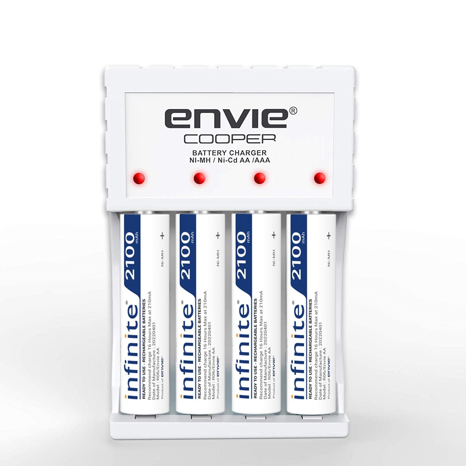 ENVIE (ECR 20 MC+4xAA2100) Standard Rechargeable Battery Charger for AA & AAA Ni-mh/Ni-Cd with 4xAA2100 Rechargeable Batteries - Digitek