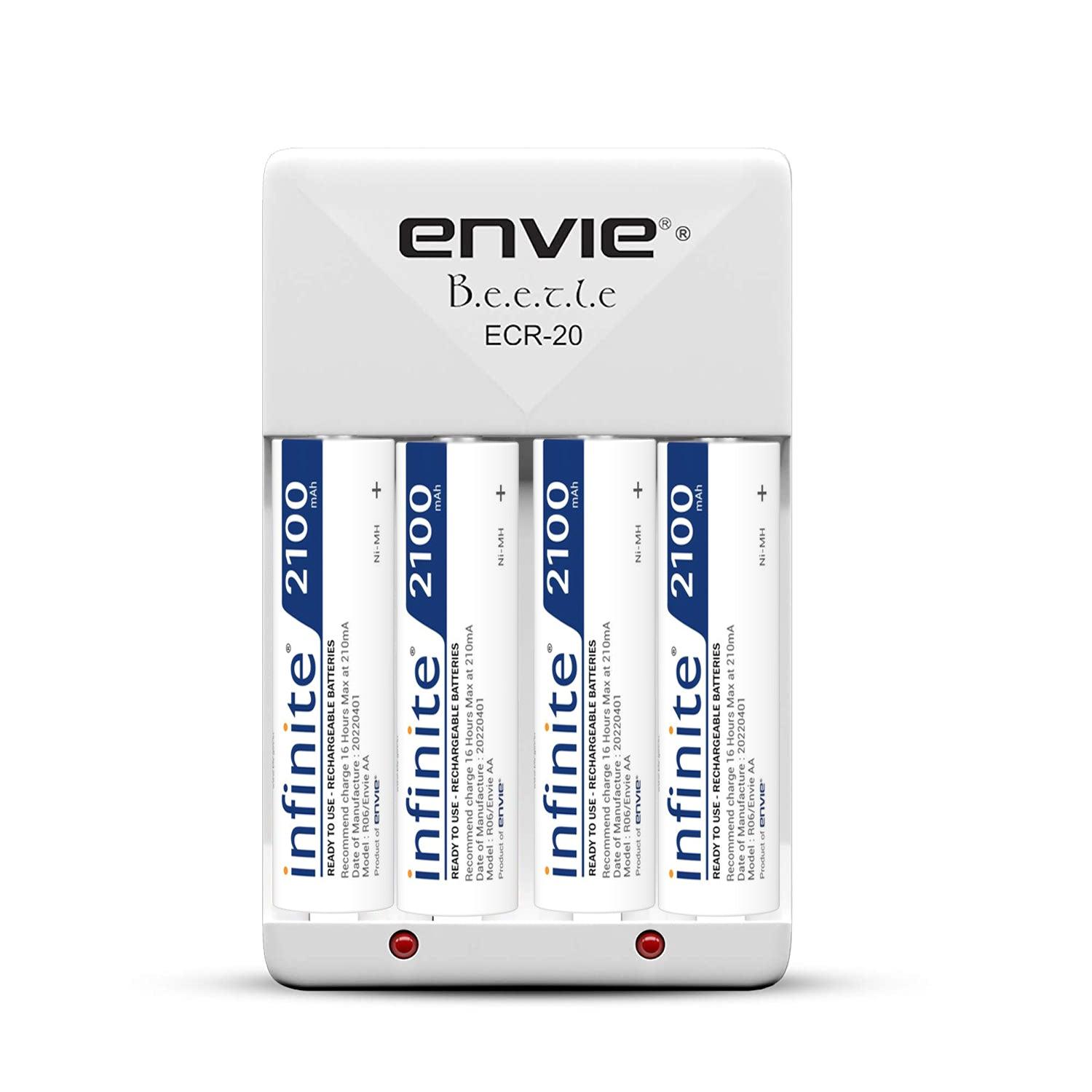 ENVIE (ECR20+AA2100 4PL) Charger for AA & AAA Rechargeable Batteries - Digitek