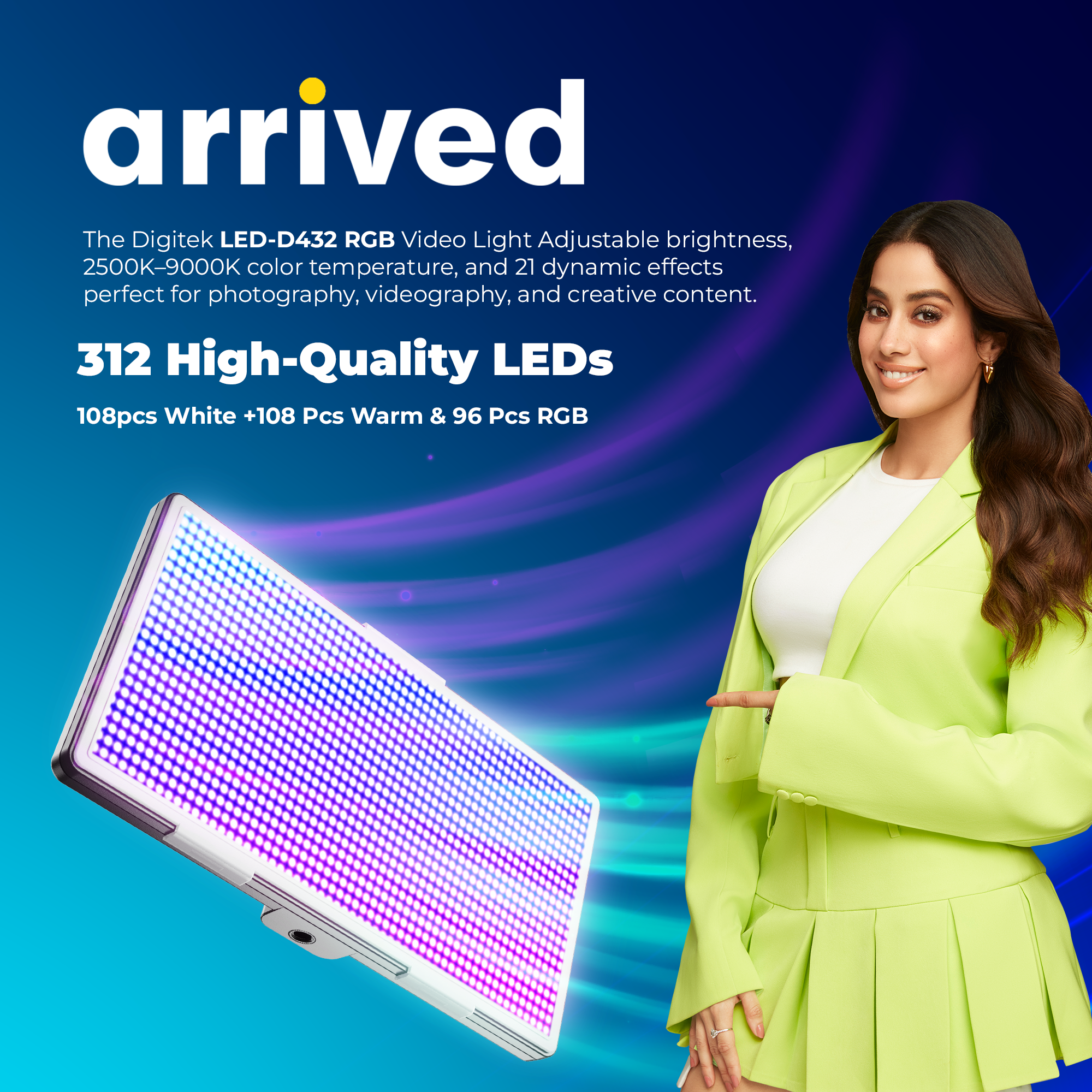 Digitek (LED-D432 RGB) Portable RGB LED Video Light LED-D432 RGB