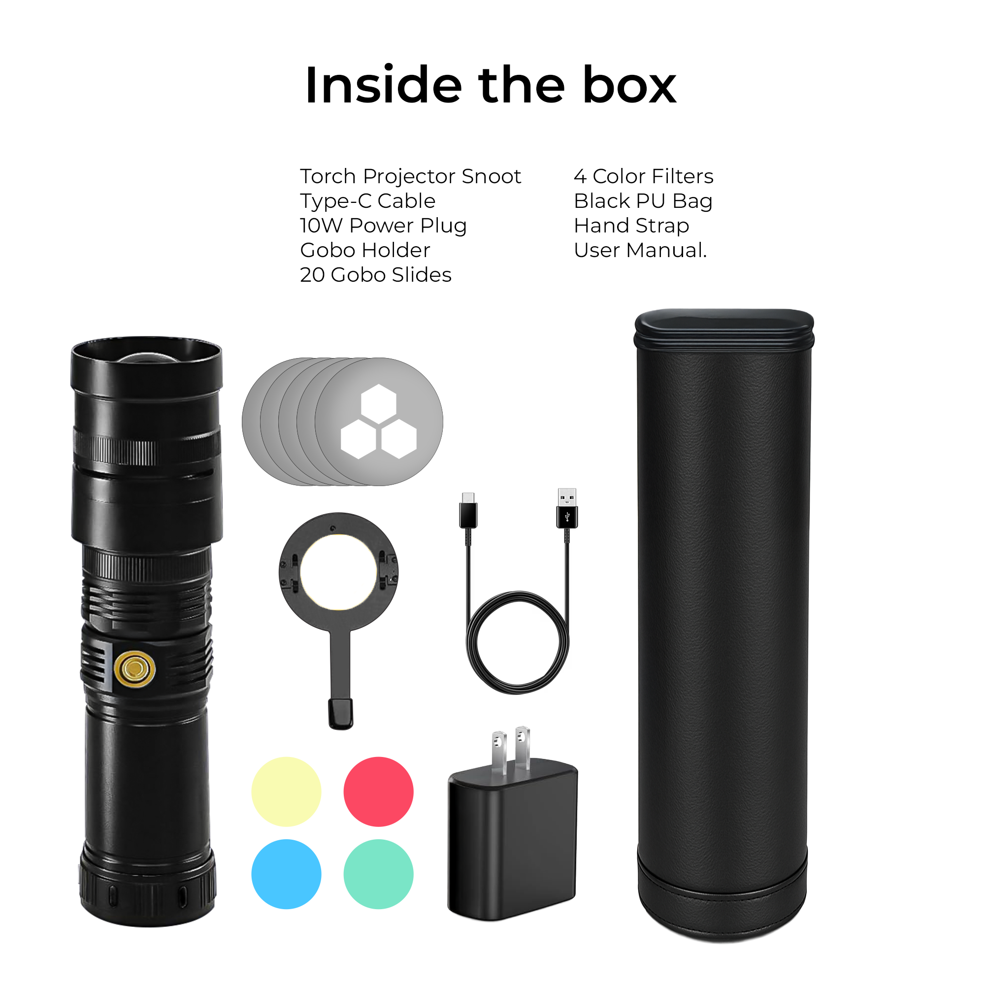 Digitek (DS 40 WTP PRO) Portable Torch Projector Snoot with Dedicated Professional Les & Push Pull Adjustable Focused Beam, 20 Projection GOBOs