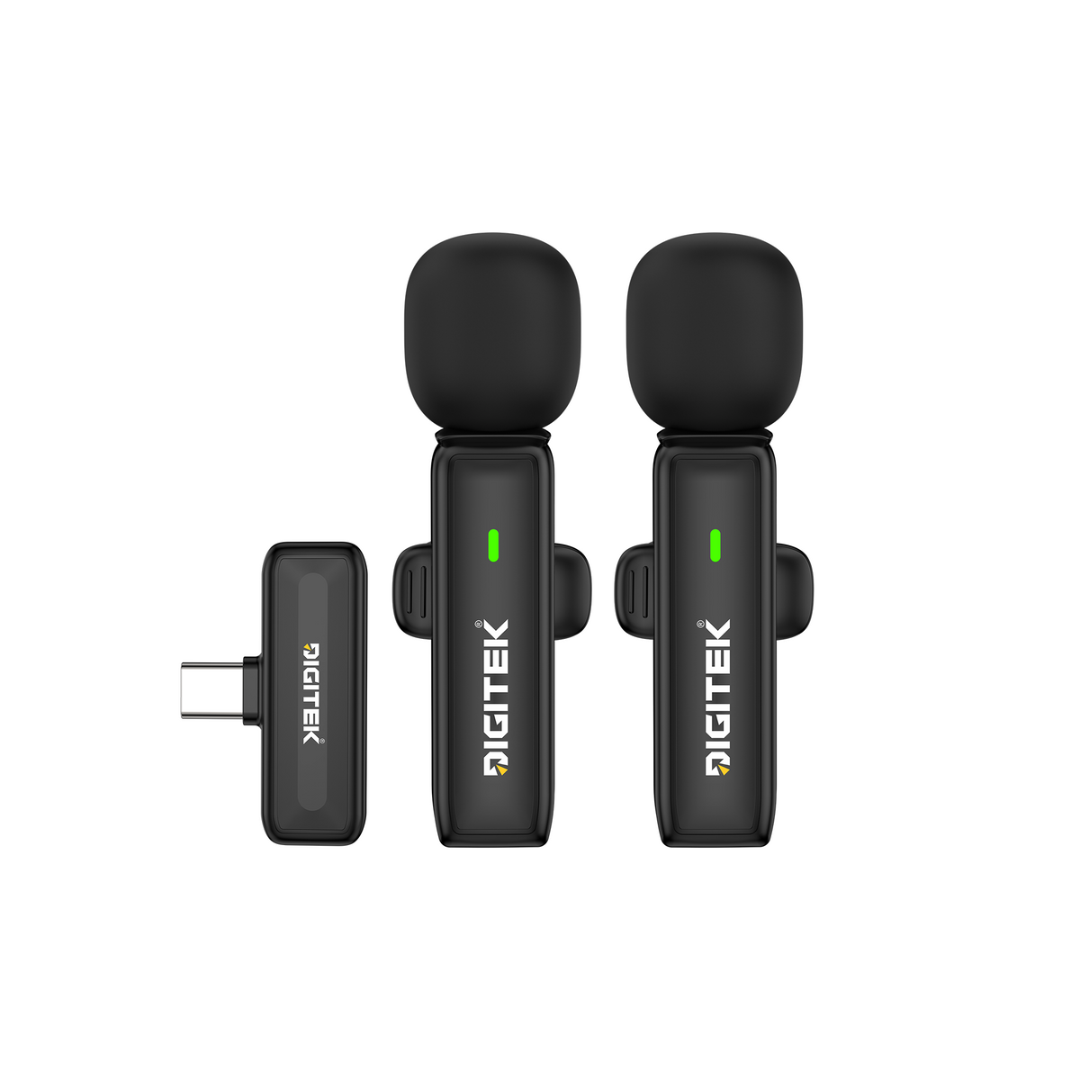 Digitek DWM-303 2-in-1 Wireless Microphone System for USB Type-C Smartphones, Dual Wireless Lavalier Microphones, 2.4GHz Transmission, ENC Noise Reduction, Plug & Play, Up to 30m Range, 5 Hours Runtime for Vlogging, Interviews & Live Streaming